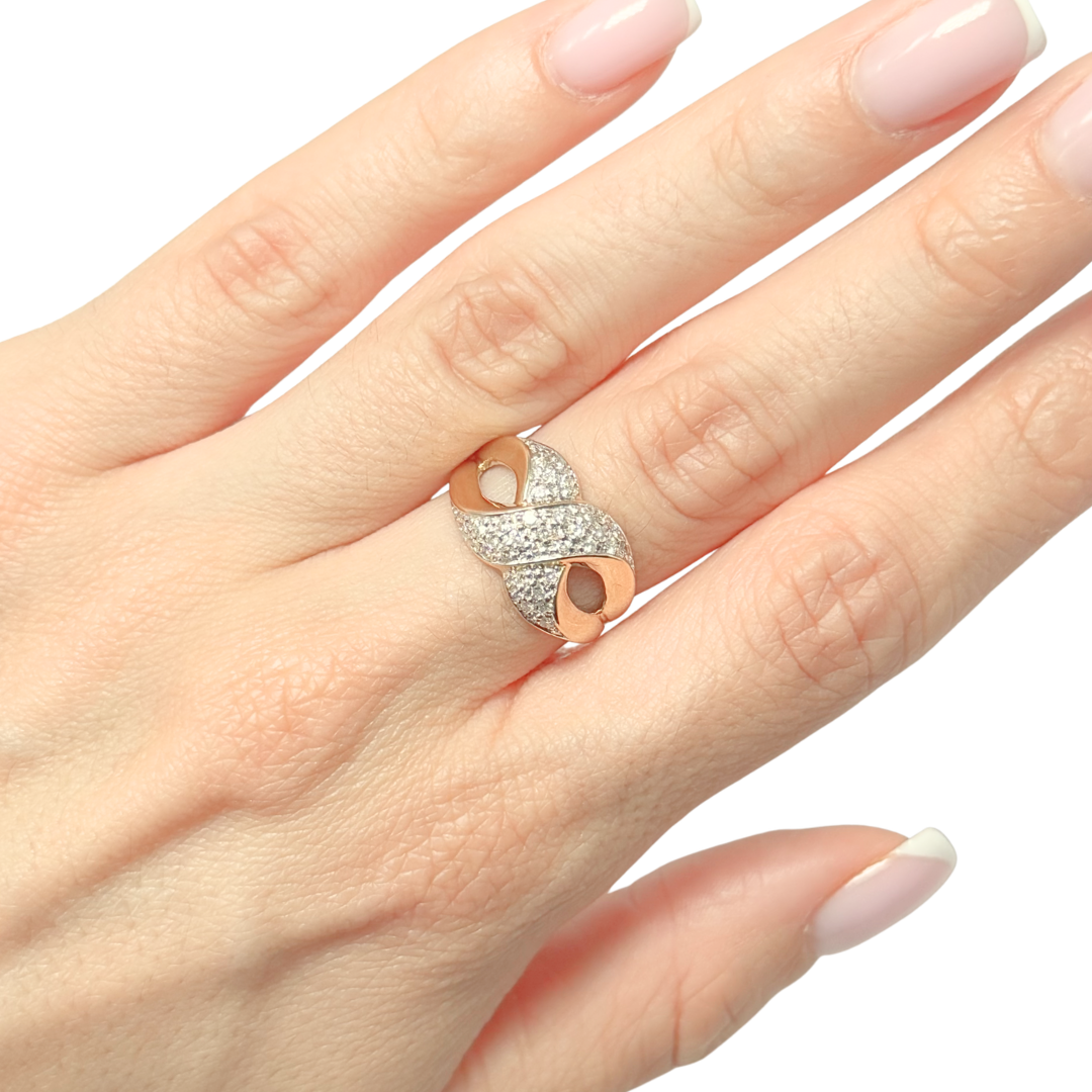 Bague Jonc Entrelacs - Or Jaune 750 & Diamants