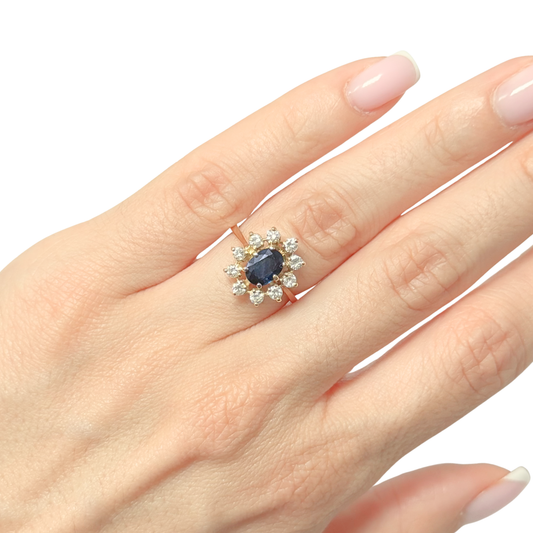 Bague Marguerite - Or Jaune 750 Saphir & Diamants