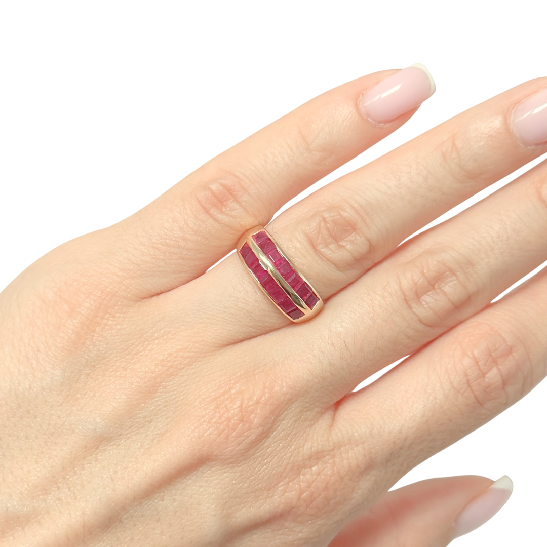 Bague Jonc - Or Jaune 750 & Rubis