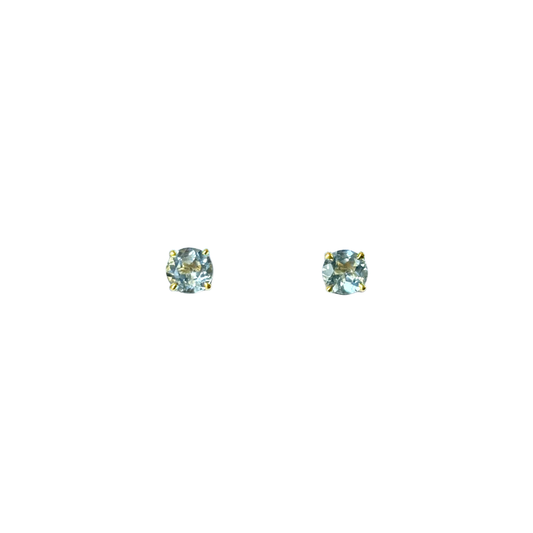 Boucles D'oreilles Puces - Or Jaune 750 & Aigues-Marines