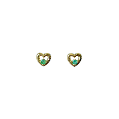 Boucles D'oreilles Coeurs - Or Jaune 750 & Émeraudes