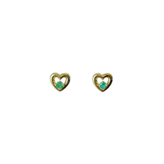 Boucles D'oreilles Coeurs - Or Jaune 750 & Émeraudes