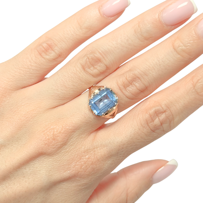 Bague Vintage Cocktail - Or Jaune 750 & Topaze