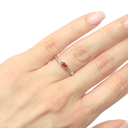 Bague Solitaire - Or Jaune 750 Rubis & Diamants