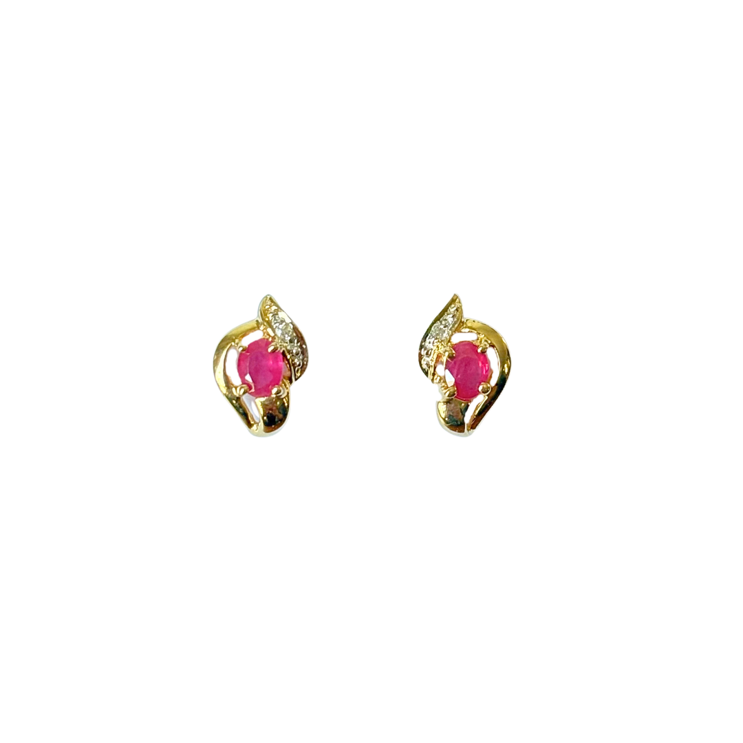 Boucles D'oreilles Rubis - Or Jaune 750