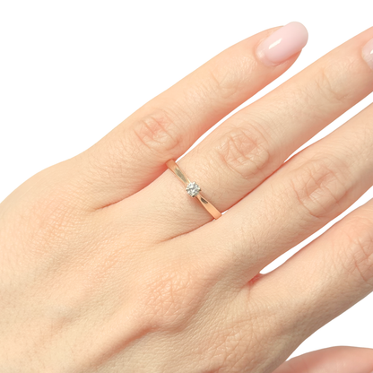 Bague Solitaire - Or Jaune 750 & Diamant