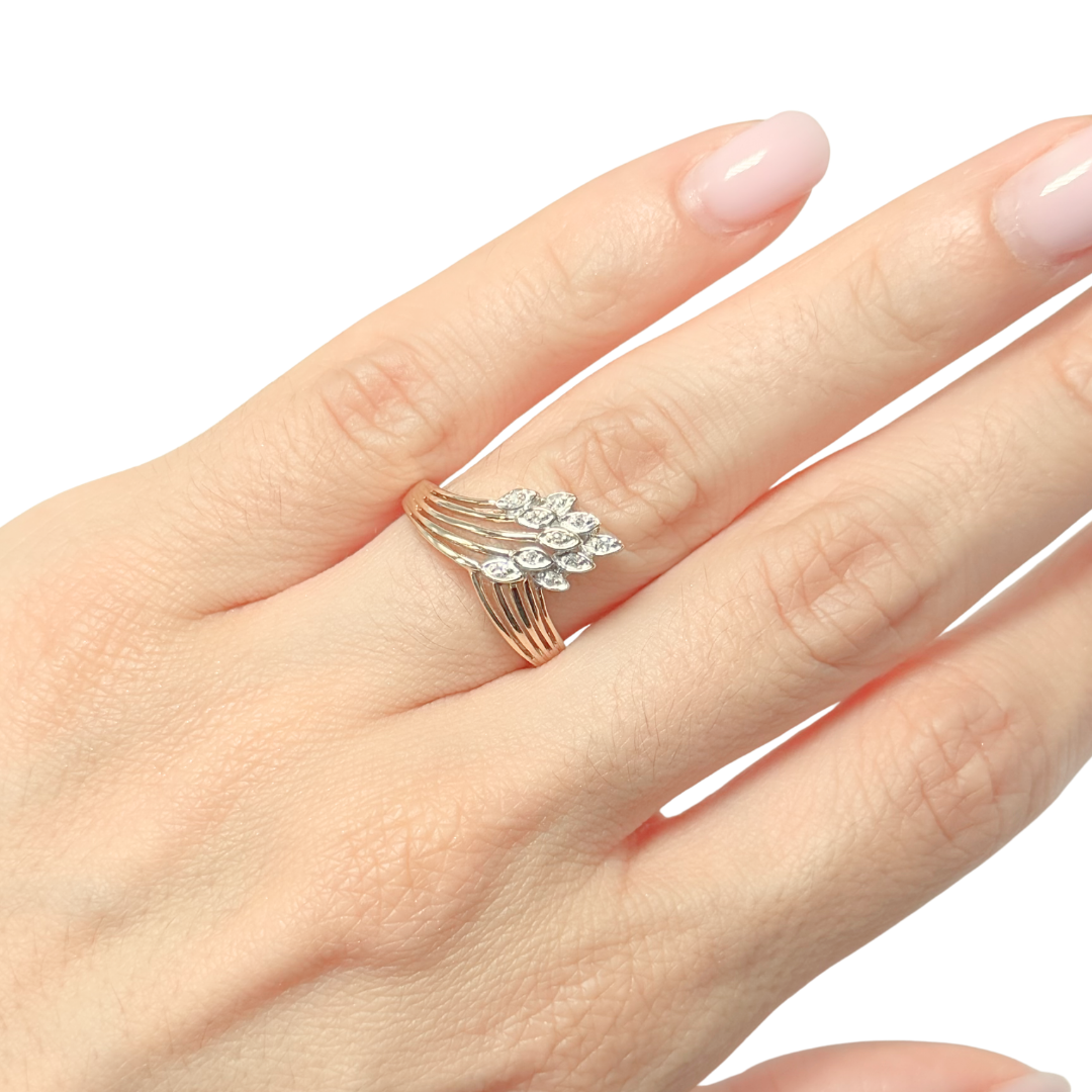 Bague Florale - Or Jaune 585 & Diamants