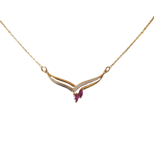 Collier Floral - Or Jaune 750 & Rubis