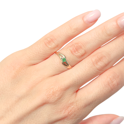 Bague Solitaire - Or Jaune 750 & Émeraude