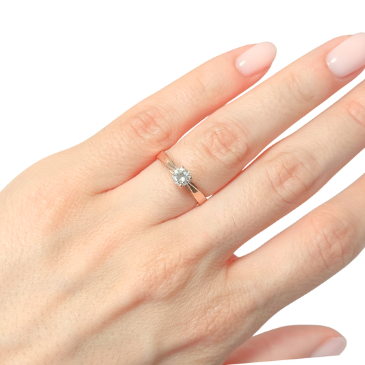 Bague Solitaire - Or Rose 750 & Diamant