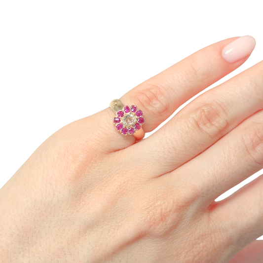 Bague Marguerite Vintage - Or Jaune 750 & Rubis