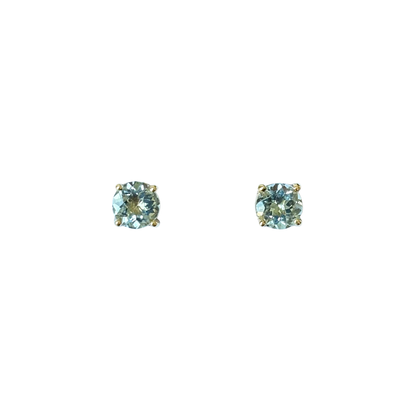 Boucles D'oreilles Puces - Or Jaune 750 & Aigues-Marines