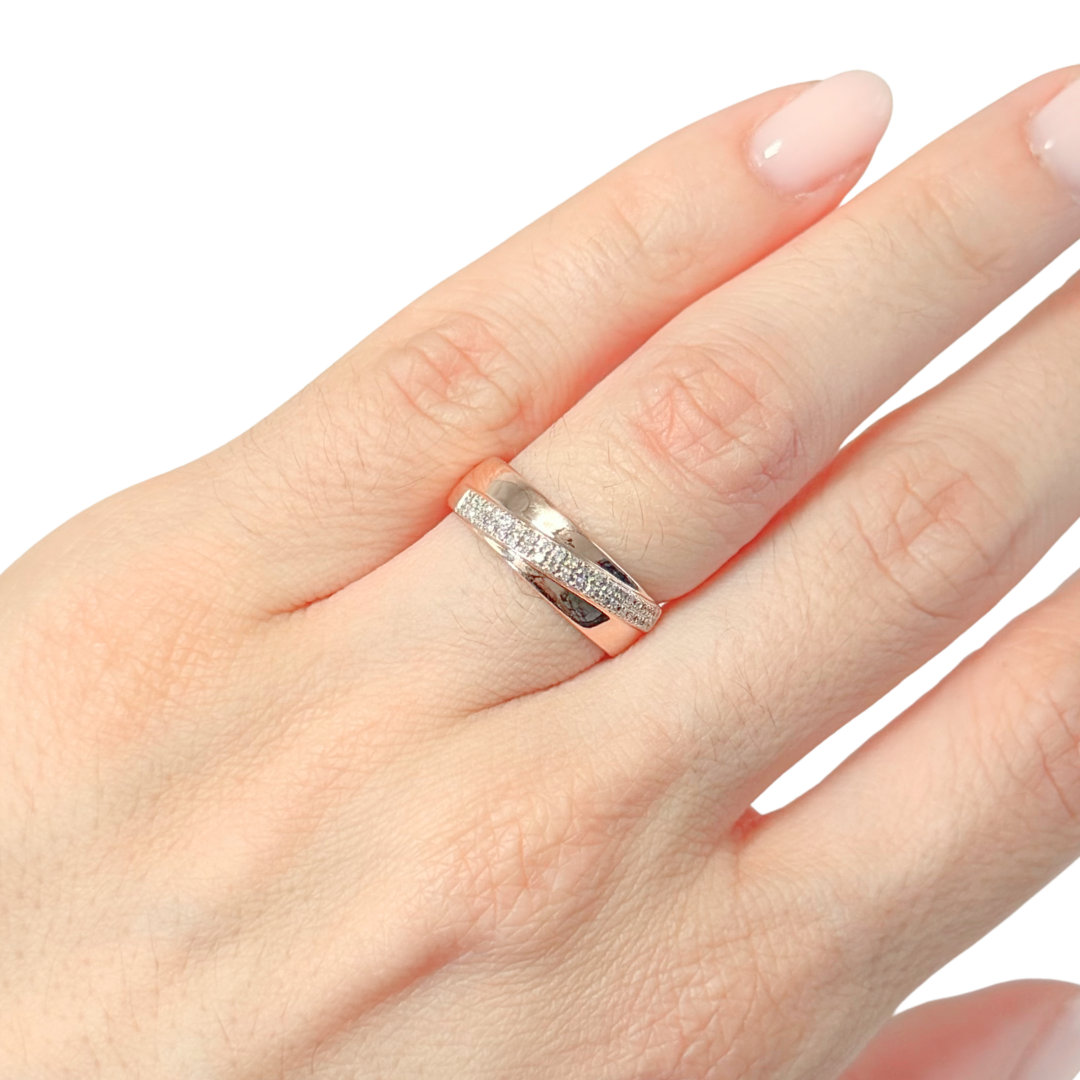 Bague Alliance Jonc - Or Rose 750 & Diamants