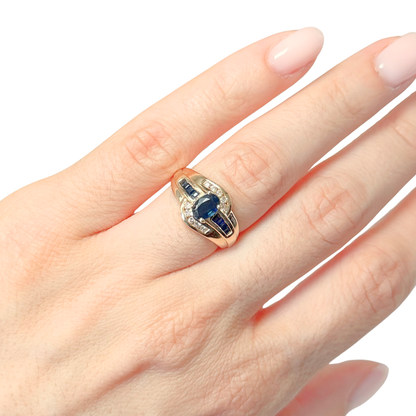 Bague Jonc - Or Jaune 750 Saphirs & Diamants