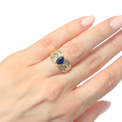 Bague Jonc - Or Jaune 750 Saphir & Diamants