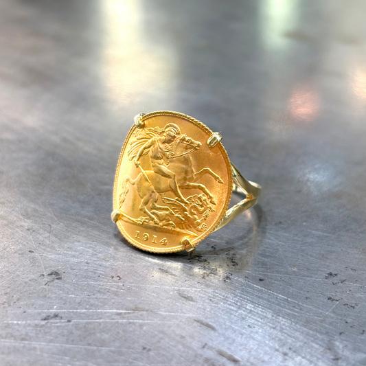 Bague Pièce - Or Jaune 750 & Pièce Or Demi Souverain