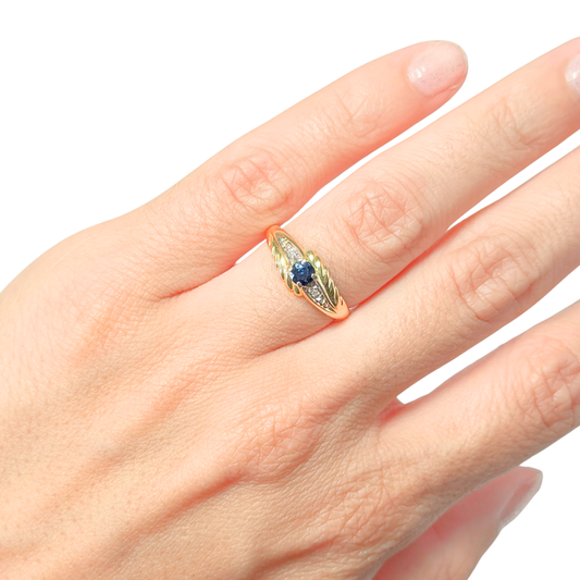 Bague Solitaire Vintage - Or Jaune 750 & Saphir