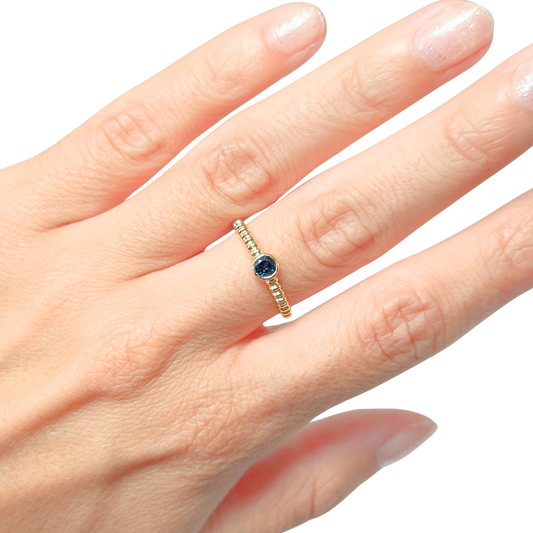 Bague Solitaire - Or Jaune 585 & Saphir