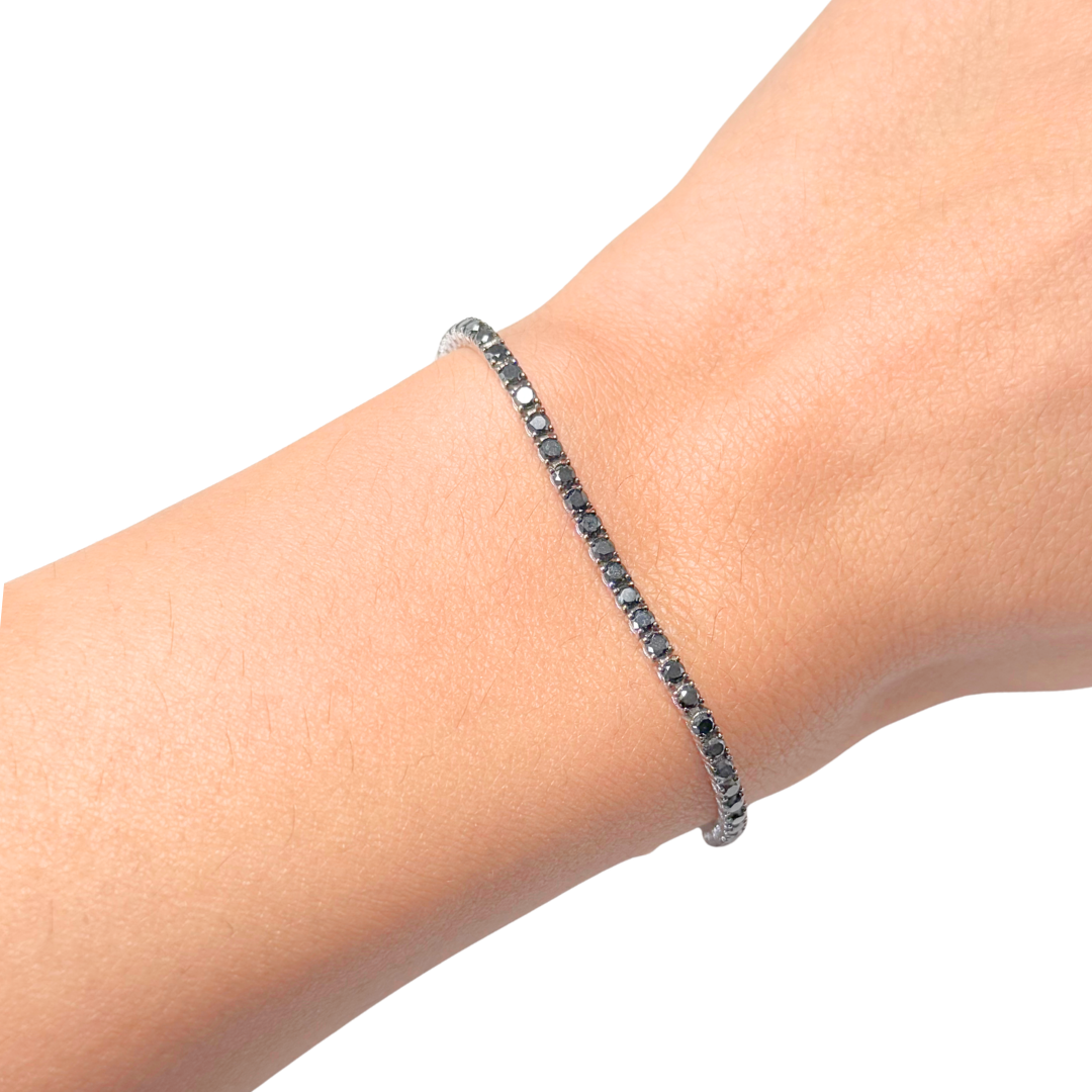 Bracelet Rivière - Or Blanc 750 & Diamants Noir