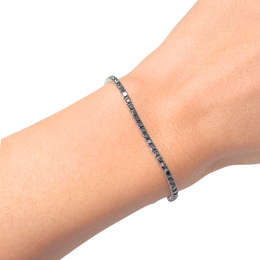 Bracelet Rivière - Or Blanc 750 & Diamants Noir