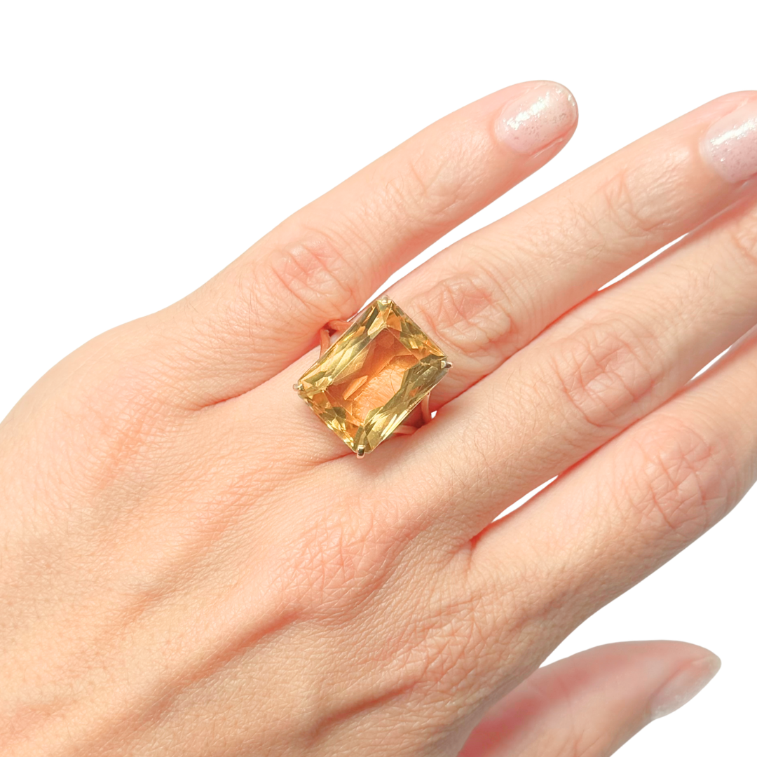 Bague Cocktail Vintage - Or Jaune 750 & Citrine
