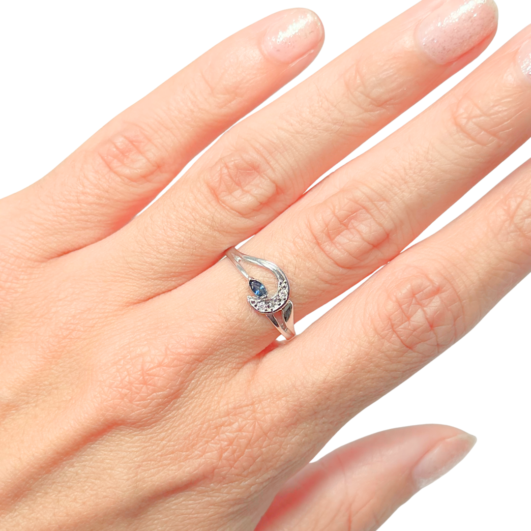 Bague Tourbillon - Or Blanc 750 Diamants & Saphir