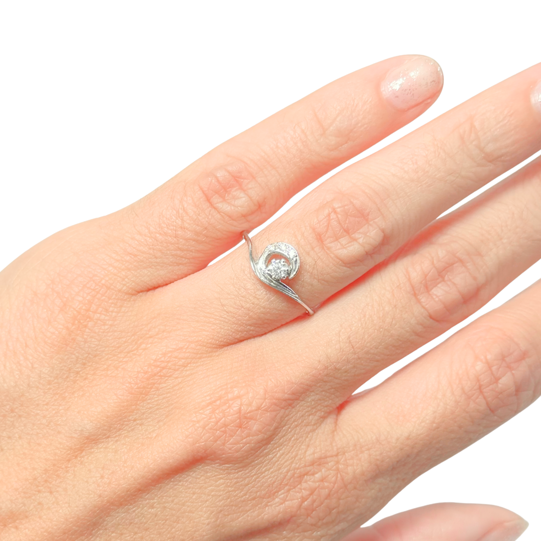 Bague Solitaire - Or Blanc 750 & Diamants