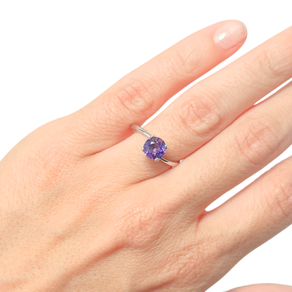 Bague Solitaire - Or Blanc 750 & Améthyste