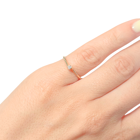 Bague Solitaire - Or Jaune 750 & Diamant