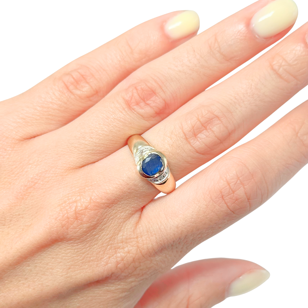 Bague Jonc - Or Jaune 750 & Saphir