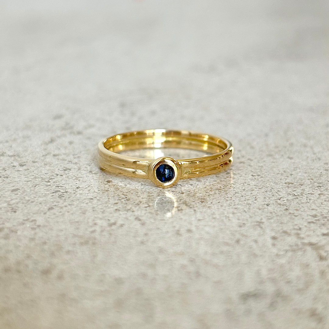 Bague Solitaire - Or Jaune 750 & Saphir