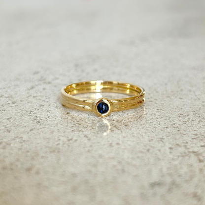 Bague Solitaire - Or Jaune 750 & Saphir