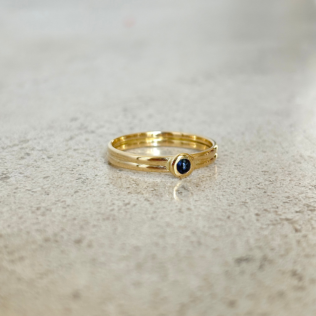 Bague Solitaire - Or Jaune 750 & Saphir