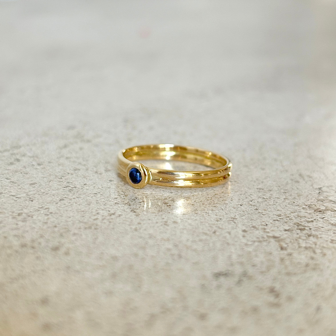 Bague Solitaire - Or Jaune 750 & Saphir