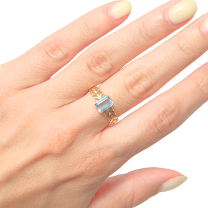 Bague Florale - Or Jaune 750 & Aigue-Marine