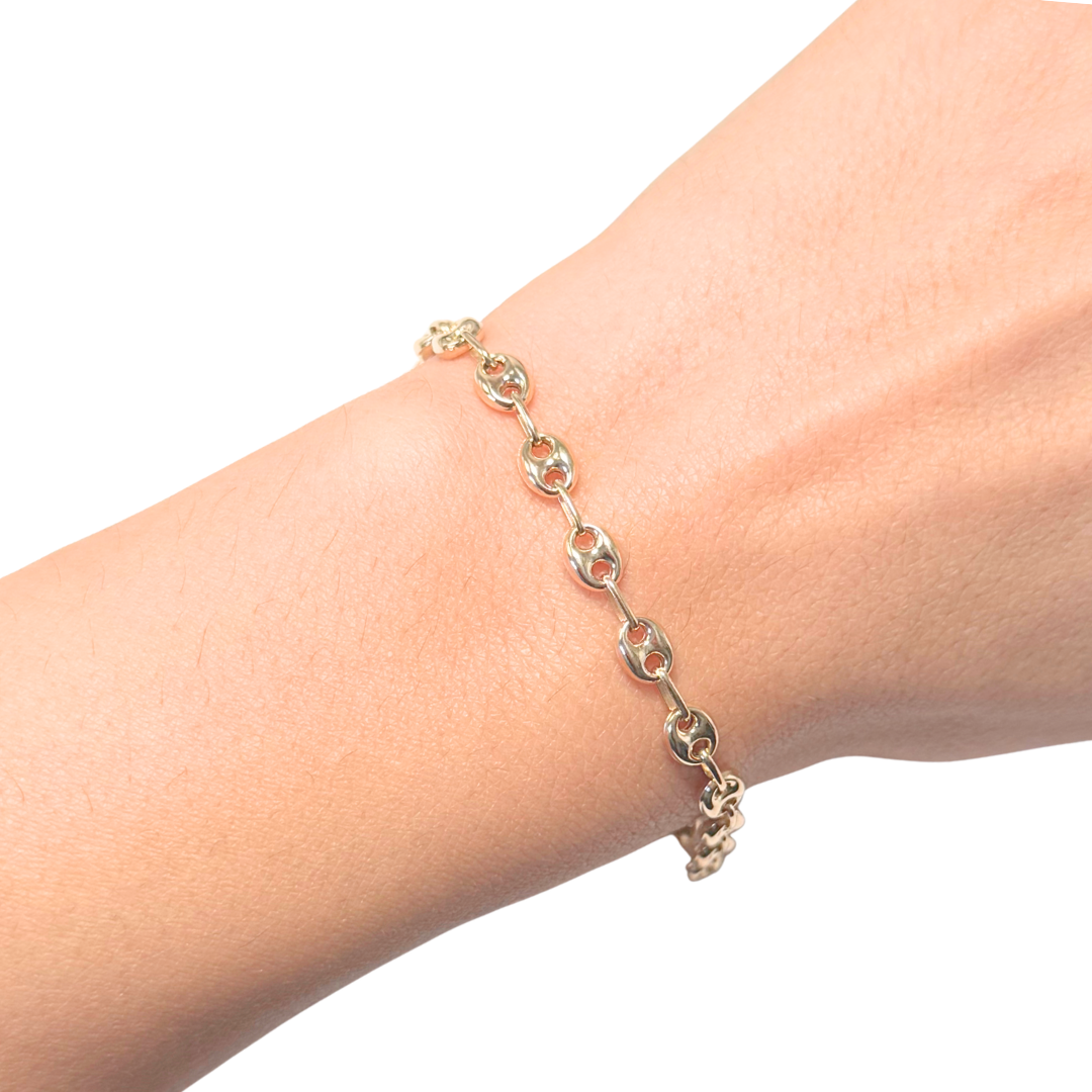 Bracelet Maille Grain de Café - Or Jaune 750