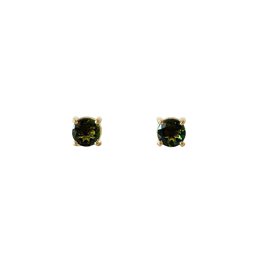 Boucles D'oreilles Puces - Or Jaune 750 & Péridots