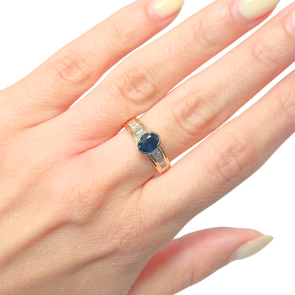 Bague Jonc - Or Jaune 750 Saphir & Diamants