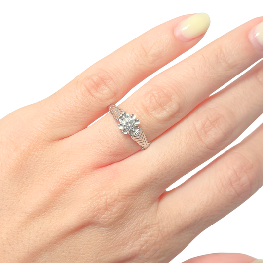 Bague Solitaire Vintage - Or Blanc 750 & Diamant