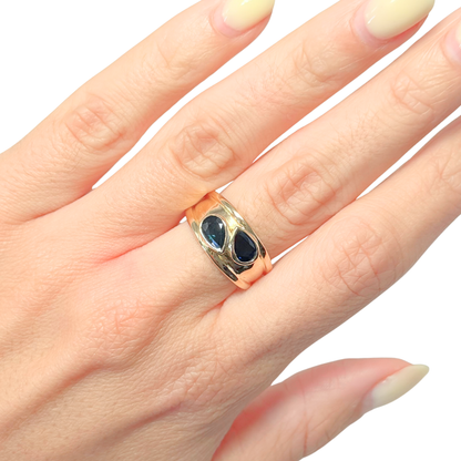 Bague Jonc - Or Jaune 750 & Saphirs