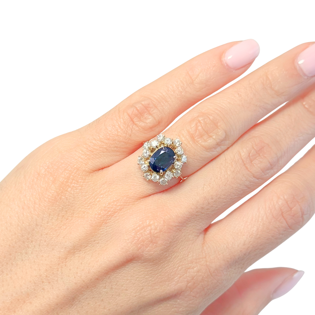 Bague Marguerite - Or Jaune 750 Diamants & Saphir