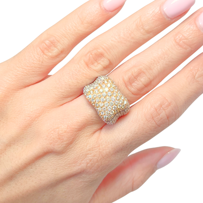 Bague Pavée Bicolore - Or Jaune/Blanc 750 & Diamants