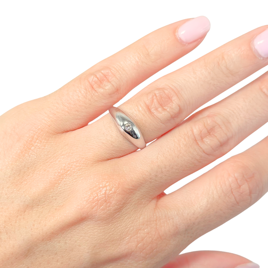Bague Jonc - Or Blanc 750 & Diamant
