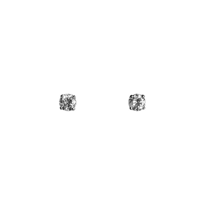 Boucles D'oreilles Puces Solitaire - Or Blanc 750 & Diamants