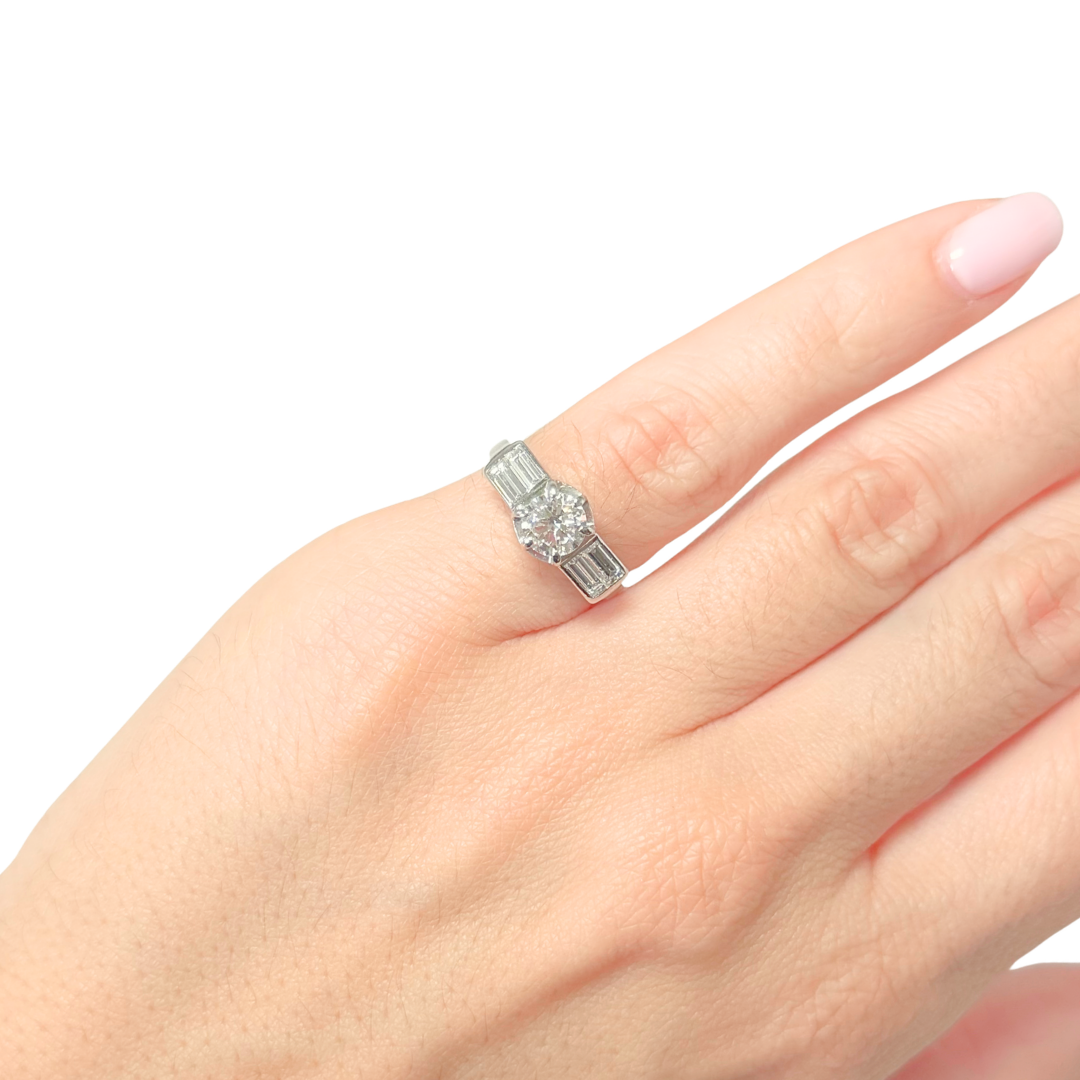Bague Solitaire Art Déco - Platine 950 & Diamants