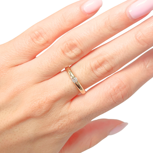Bague Solitaire - Or Jaune 750 & Diamant