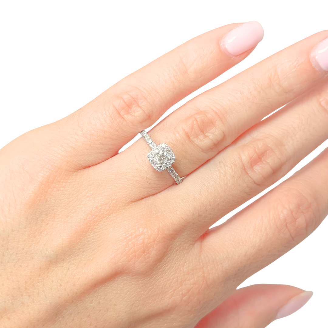 Bague Solitaire - Or Blanc 750 & Diamants