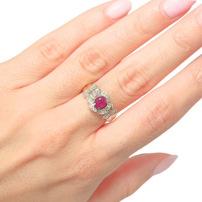 Bague Entourage - Or Jaune 750 Rubis & Diamants