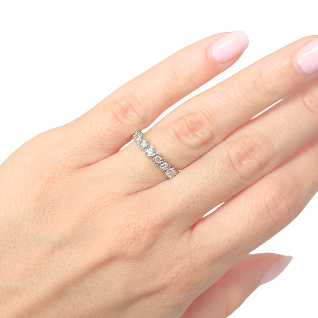 Bague Alliance Tour Complet - Or Blanc 750 & Diamants