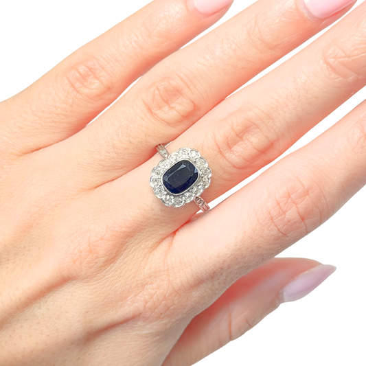 Bague Marguerite - Or Blanc 750 Saphir & Diamants